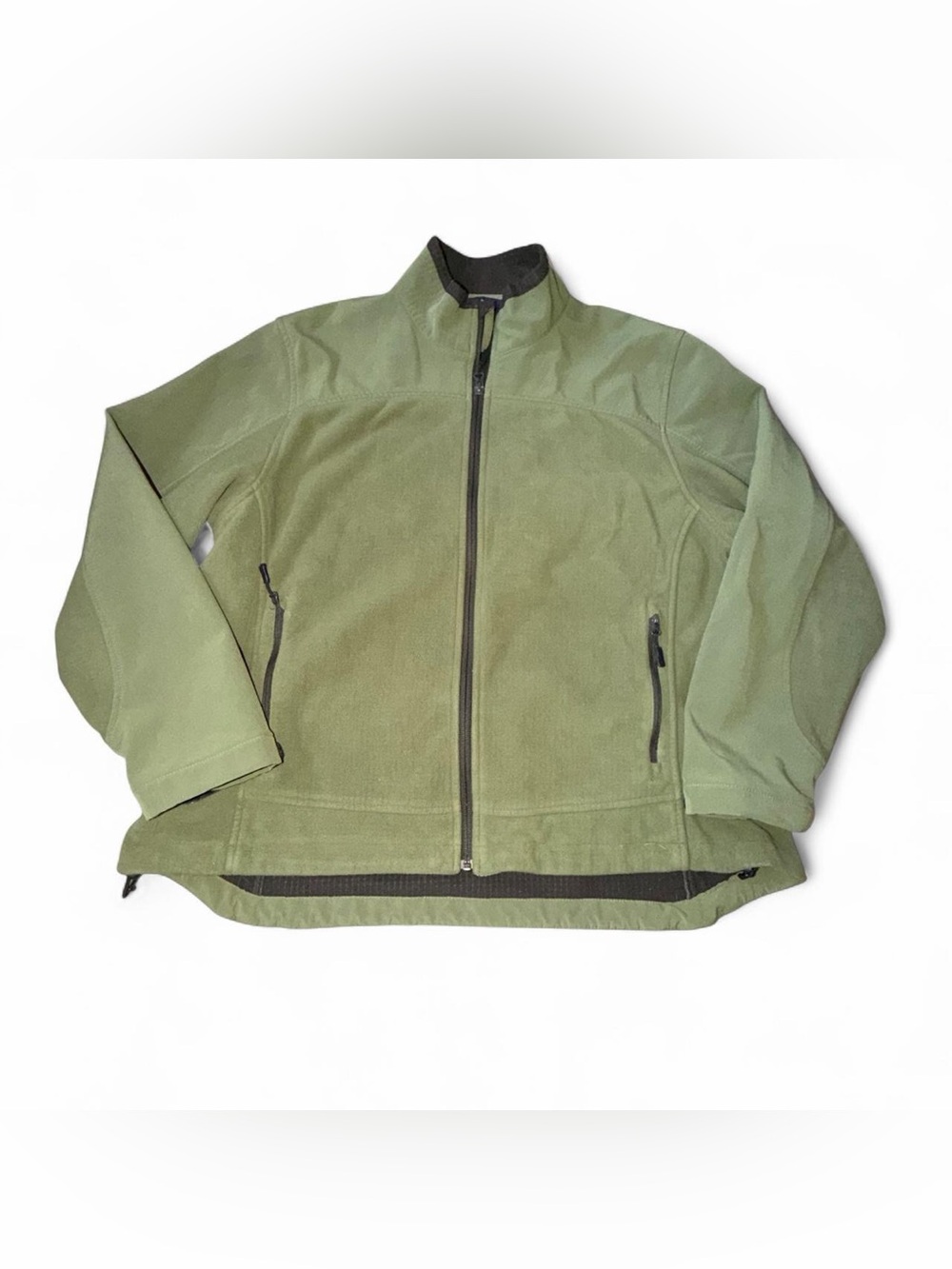 Lands' End Olive Green Full-Zip Performance Fleece Jacket